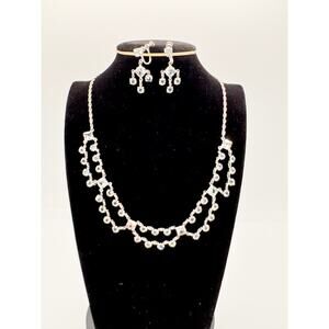 Vintage Rhinestone Necklace & Earring Set – Mid Century Elegance